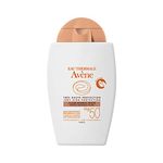 Eau Thermale Avène Tinted Mineral Fluid sun protection SPF 50+, Ultra Fluid Face Sunscreen Lotion, Broad Spectrum for Sensitive Skin, double mineral protection with Zinc Oxide and Dioxide Titanium, Water Resistant, Non Greasy, Non-Comedogenic, Fragrance-Free, 40 ml