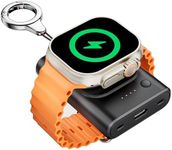 Portable Wireless Charger for Apple Watch, 1800mAh Watch Charger Compatible with Apple Watch Ultra 2/9/Ultra/8/7/6/SE/5, Magnetic Travel Charger P-ower Bank for iWatch Charger with Keychain