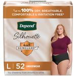 Depend Silhouette Adult Incontinence Underwear for Women, Maximum Absorbency, Large, Black, 52 Count (2 Packs of 26)