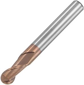 uxcell Ball Nose End Mill 3mm Tip Radius Solid Carbide AlTiSin Coated CNC Router Bits 2 Flute Spiral Milling Cutter HRC55 with 6mm Shank 50mm (2-inch) Length