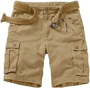 Women's Cotton Casual Military Army Cargo Combat Work Pants with 8 Pocket, Khaki-shorts, 18