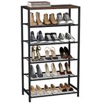 HOMEFORT Shoe Rack 6-Tier, Shoe Storage Shelf, Industrial Shoe Tower, Narrow Shoe Organizer for Closet Entryway, Small Shoe Rack Table with Durable Metal Shelves, Rustic Brown