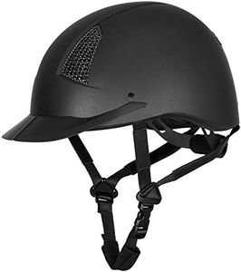 TuffRider Starter Equestrian Horse Riding Helmet with Carbon Fiber Print Grill-Black-Medium