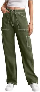 Lepunuo Women's Cargo Pants High Waisted Casual Work Pants Trendy Relaxed Fit Y2K Combat Military Trousers Army Green