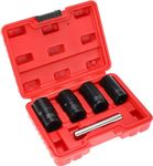 BTSHUB Twist Socket Set Lug Nut Remover Extractor Tool, 5Pcs Metric Bolt and Lug Nut Extractor Socket Tool Kit