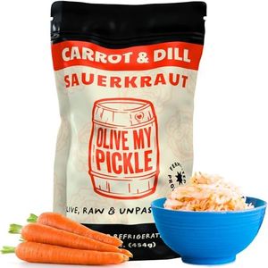 Olive My Pickle Fermented Sauerkraut - 16 Ounces | 1-Pack Bundle of Probiotic Carrot and Dill Sauerkraut with Natural Probiotics for Gut Health - Great for Sandwiches, Salads, Asian Dishes, and Meat