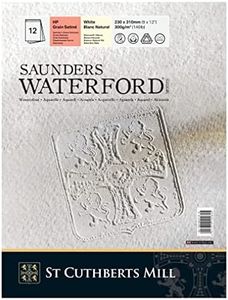 Saunders Waterford Series St Cuthberts Mill Saunders Waterford T46230001011C Watercolour Paper 300 g/m² Satin Watercolour Pad 23 x 31 cm Glued on One Side 12 Sheets Natural White