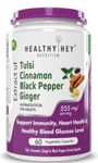 HealthyHey Nutrition Tulsi, Cinnamon, Black Pepper & Ginger Extract Formula for Immunity - 60 Veg Capsules