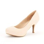 DREAM PAIRS Tiffany Women's New Classic Elegant Versatile Low Stiletto Heel Dress Platform Pumps Shoes Nude Nubuck Size 7