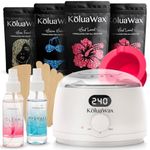 KoluaWax Premium Waxing Kit for Women - Hot Melt Hard Wax Warmer for Hair Removal, Eyebrow, Bikini, Legs, Face, Brazilian Wax - Machine, 4-Pack Beads, Accessories, White