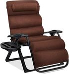 Best Choice Products Oversized Zero Gravity Chair, Folding Outdoor Patio Recliner, XL Anti Gravity Lounger w/Removable Cushion, Cup Holder, Side Tray, 350lb Capacity - Woodland Brown