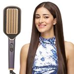 VEGA Hair Straightener Brush With Up To 12 Hrs Straightening Effect,Triple Care & Thermoprotect Technology,Frizz Free Hair In Few Mins,Hot Brush With 5 Temperature Settings(Litstyle L1,Vhsb-06),Purple