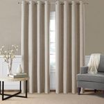 CUCRAF 100% Blackout Curtains 90 Inch Drop 2 Panels Soft Texture Energy Saving Sun Blocking Eyelet Top Thermal Curtains for Bedroom Living Room 46 X 90 Inch(double-sided Linen)