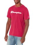 Champion Men's Vintage Tee, Script Logo T-Shirt, Solar Wash Cranberry Tart, Medium