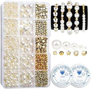 Pearl and Gold Bead Beading Kit - 720 Pcs, Bracelet Making Kit for Jewelry Making, DIY