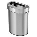 iTouchless 18 Gallon Stainless Steel Semi-Round Open Top Trash Can and Recycle Bin, 68 Liter, Slim and Space-Saving Design for Home, Office, Kitchen, Restaurant, Restroom, Large Capacity