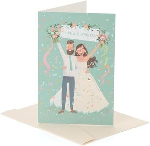 Sawnfay Wedding Card, Bridal Shower Card, Engagement Card, Wedding Cards for Bride and Groom, 20 x 13.4 cm with Envelope (Love and Happiness)