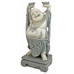 Design Toscano KY356 Jolly Hotei Laughing Buddha Asian Decor Garden Statue, 63.5 cm, Polyresin, Two Tone Stone, Grey