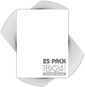 Mat Board Center, Pack of 25, 18x24 White Backing Boards - 4-ply Thickness - for Pictures, Photos, Framing Support - Great for DIY Projects, Art, Prints