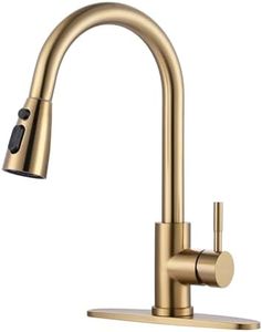 Brushed Gold Kitchen Faucet with Sprayer, WOWOW Stainless Steel Kitchen Sink Faucet High Arc Single Handle Kitchen Faucet for Sink 1 or 3 Hole, Luxurious Gold Utility Sink Faucet RV Faucet Kitchen Tap