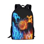 Coloranimal Personalized Kids Backpack Fire Basketball School Bag with Name for Boy Girl Shoulder Bookbag Secondary School Backpack