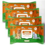 AMORITE Anti-Bacterial 320 Count Pet Wipes with Fresh Apple Scent for Dogs, Puppies & Pets (Pack of 4) Suitable for All Types of Pets' Dry Bathing, Daily Care, Paw Cleaning Wipes