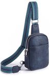 Telena Sling Bag for Women Vegan Leather Fanny Pack Crossbody Bags Chest Bag for Women Navy Blue