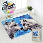 TmppDeco Wolf Latch Hook Kits for Adults Kids - DIY Latch Hook Rug Making Kits for Beginners (Wolf, 52 x 38cm)