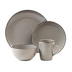 Safdie & Co. Utopia 16 Piece Dinnerware Set, Service for 4, Fiesta Dinnerware, Home Trends and Home Food Network Essentials, Stoneware Dinner Plates, Grey, 16" L x 12" W x 15" H