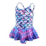 M MUNCASO Girls Mermaid Swimming Costume Kids One Piece Swimsuits Off Shoulder Girls Swimwear Beachwear Bathing Suit for Kids 4-12 Years