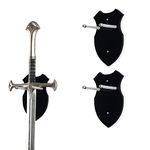 Sword wall mount sword stand wall hook display hanger wall mount for sword dagger axe keyblade no sword-vertical display (Black 2 sets)