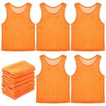Sintege 12 Pcs Soccer Pinnies Basketball Jersey Team Practice Vests Nylon Mesh Scrimmage for Youth Kids Sports Football (Orange,Small)