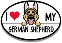 Magnet Me Up I Love My German Shepherd Car Decal, 4x6 Inch Oval, Magnetic Vinyl, Animal Lover Gift for Dog Breed Enthusiasts, for Laptop, Car, Fridge, Any Magnetic Surface, Alsatian, Crafted in USA