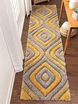 Ansar Carpet Handmade 3D Edge Collection Microfiber & Polyester Silk Touch Rugs (Yellow, 2 X 5 Feet)