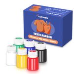 7 Artists Fabric Paint – 6 Premium Fabric Paints x 20 ml - Fabric Paints Permanent For Clothes, Shoe, Sneaker, Denim, T Shirt | Fabric Paint Set