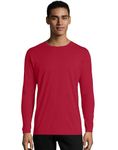 Hanes Men's Long Sleeve Nano Cotton Premium T-Shirt (Pack of 2), Deep Red, Small