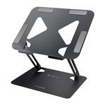 Zebronics NS3000 Portable Laptop & Tablet Stand Supports Upto 17” with Max. 5KG Support, Anti-Slip Silicone Pads, Foldable Design, Multi Angle Adjustment, Carbon Steel Body