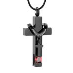 Cremation Jewelry Black Cross Urn Pendant Keepsake Memorial Necklace