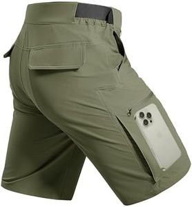 FREE SOLDIER Men's Cargo Hiking Shorts with Belt Lightweight Quick Dry Tactical Shorts with Pockets for Casual Work Golf (SlateGreen 34W10L)