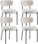 SNUGWAY Boucle Dining Chairs Upholstered Round Mid Century Modern with Curved Backrest Metal Legs for Kitchen Dining Room, Vanity, Living Room