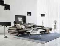 Fabrique Lagoon - Leatherette Lshape 4 Seater Moden Design Sofa Set | for Home Guests Office & Living Room | Luxuries Premium Stainless Steel Legs | with Moveable Headrest and Armrest | Black(LHS)