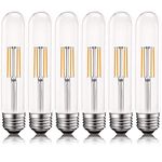 LUXRITE Vintage T9 LED Tube Light Bulbs 60W Equivalent, 2700K Warm White, 550 Lumens, Dimmable Edison Tubular Light Bulbs 5W, Clear Glass, LED Filament Bulb, UL Listed, E26 Standard Base (6 Pack)