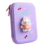 MANAKI ENTERPRISE Polyester Cartoon Theme Pencil Case - 3D Eva Pencil Case Pouch, Multipurpose Zipper Pencil Case For Kids, Girls, Stationery Storage Box (Rabbit Big), Purple