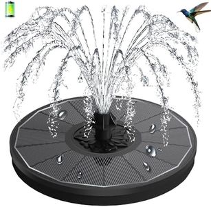 GAIZERL 3.5W Solar Fountain with 2000mAh Battery - Work On Cloudy Days - Upgrade Glass Panel Solar Bird Bath Fountain, Hummingbird Water Feature Pump with 7 Nozzles, 4 Fixed Pipes for Garden, Pool