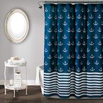 Lush Decor Anchor Shower Curtain, 72" x 72", Navy