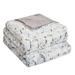 Sienna Large Faux Fur Throw Over Reversible Bed Couch Sofa Blanket Warm Super Soft - White Grey, 150x200cm