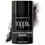 TOPPIK Hair Building Fibers for Instantly Fuller Hair (BLACK), 12 g, Fill In Fine or Thinning Hair, Instantly Thicker Looking Hair, Multiple Shades for Men & Women
