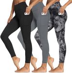 3 Packs Leggings with Pockets for Women, Soft High Waisted Tummy Control Workout Yoga Pants