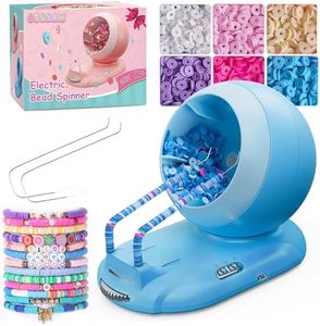 ETUDAW Clay Bead Spinner for Jewelry Making, Rechargeable Cordless Electric Bead Spinner, 4500PCS Clay Bead Bracelet Making Kit with Dual Needles and Adjustable Speed for Holidays, Birthdays (Blue)