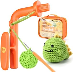 Crochet Kit for Beginner, Crochet Helper with Yarn for Beginners, Knitting Holder to Learn How to Crochet and Make Magic Rings - with Step-by-Step Video Tutorials, Dinosaur Crochet Kit